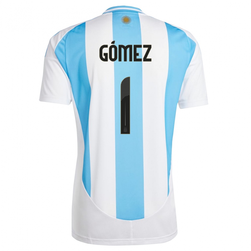 Kinder Argentinien Francisco Gomez #1 Weiß Blau Heimtrikot Trikot 24-26 T-Shirt Belgien