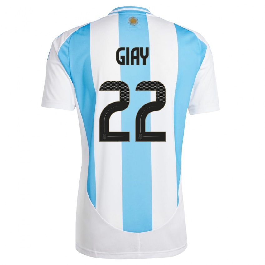 Kinder Argentinien Agustin Giay #22 Weiß Blau Heimtrikot Trikot 24-26 T-Shirt Belgien