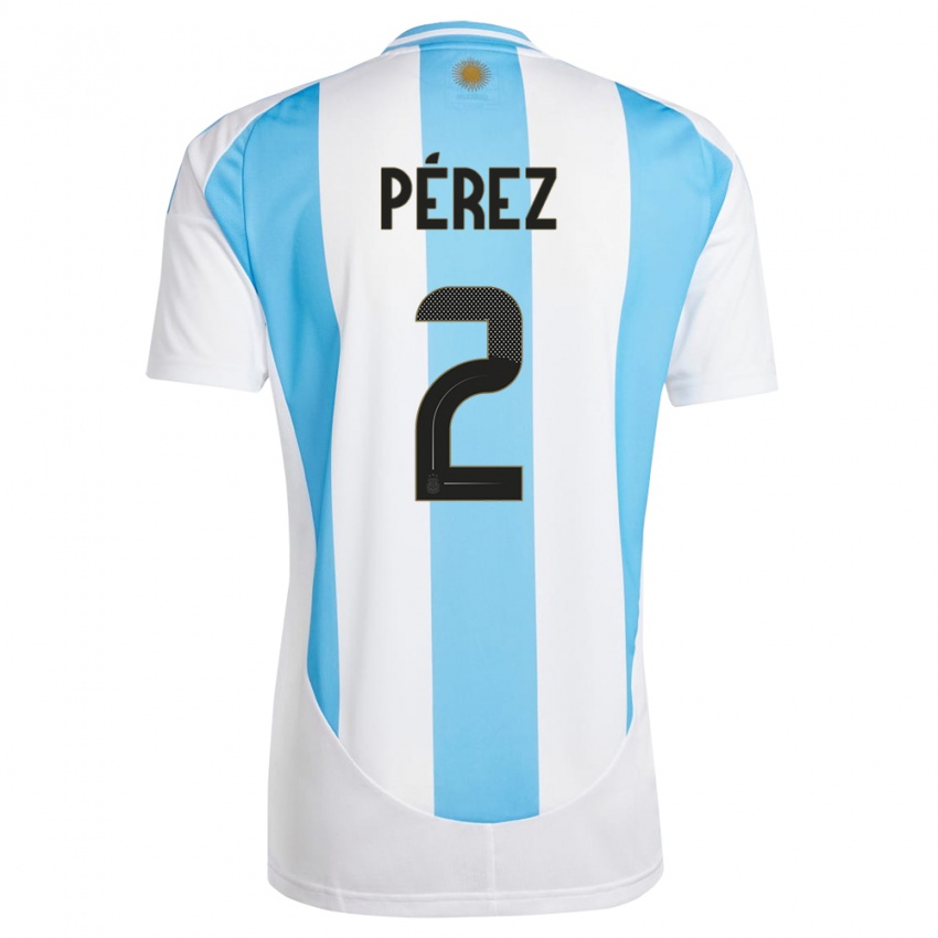 Enfant Maillot Argentine Nehuen Perez #2 Blanc Bleu Tenues Domicile 24-26 T-Shirt Belgique
