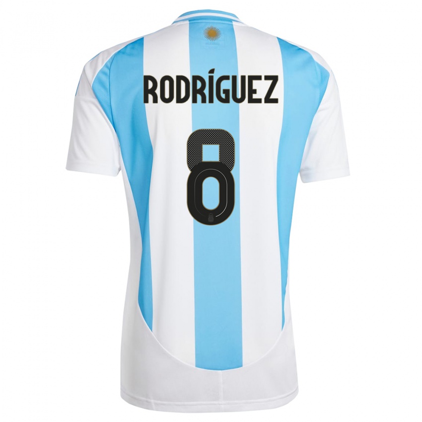 Enfant Maillot Argentine Agustin Rodriguez #8 Blanc Bleu Tenues Domicile 24-26 T-Shirt Belgique