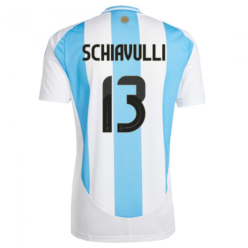 Enfant Maillot Argentine Thiago Schiavulli #13 Blanc Bleu Tenues Domicile 24-26 T-Shirt Belgique