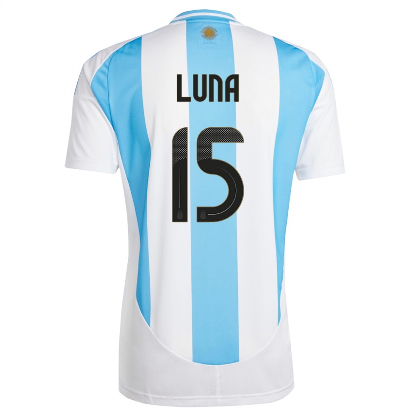 Kinder Argentinien Alex Luna #15 Weiß Blau Heimtrikot Trikot 24-26 T-Shirt Belgien