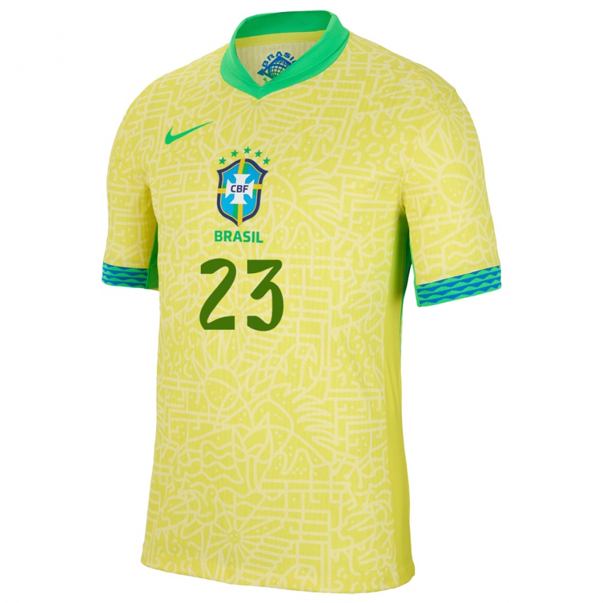 Kinder Brasilien Matheus Nascimento #23 Gelb Heimtrikot Trikot 24-26 T-Shirt Belgien