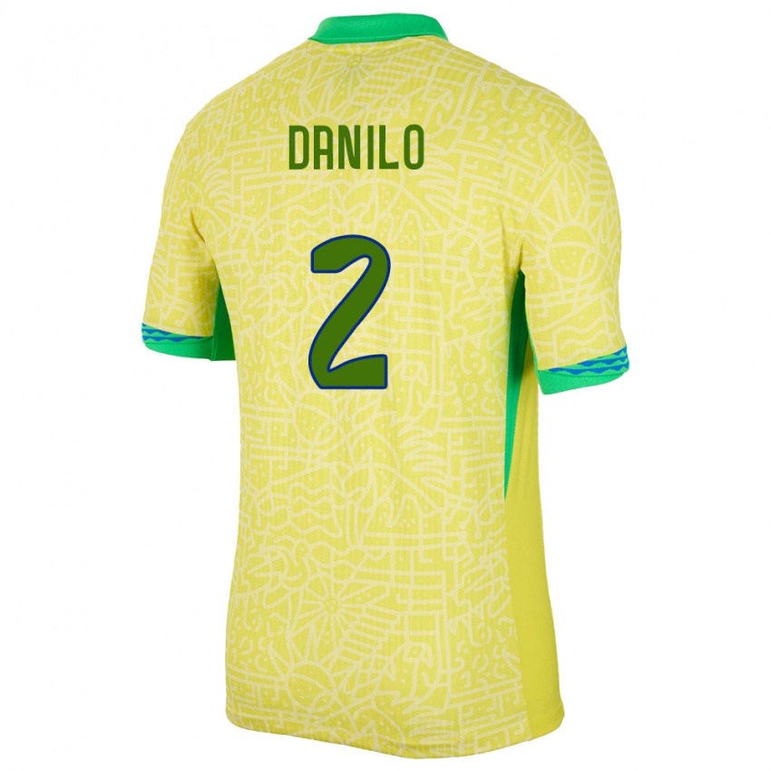 Kinder Brasilien Danilo #2 Gelb Heimtrikot Trikot 24-26 T-Shirt Belgien