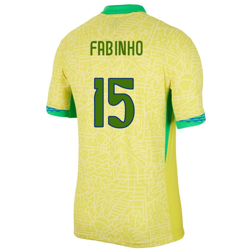 Kinder Brasilien Fabinho #15 Gelb Heimtrikot Trikot 24-26 T-Shirt Belgien