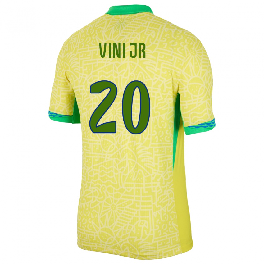 Kinderen Brazilië Vinicius Junior #20 Geel Thuisshirt Thuistenue 24-26 T-Shirt België