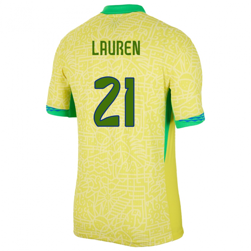 Kinderen Brazilië Lauren Costa #21 Geel Thuisshirt Thuistenue 24-26 T-Shirt België