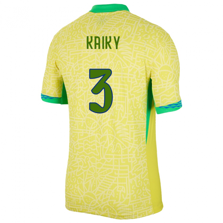 Kinderen Brazilië Kaiky #3 Geel Thuisshirt Thuistenue 24-26 T-Shirt België