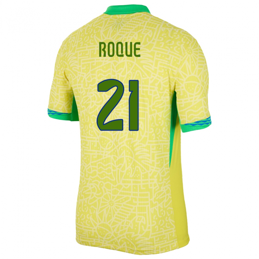 Kinderen Brazilië Vitor Roque #21 Geel Thuisshirt Thuistenue 24-26 T-Shirt België