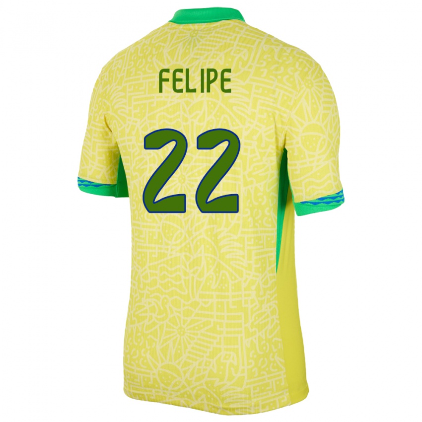 Kinder Brasilien Cayo Felipe #22 Gelb Heimtrikot Trikot 24-26 T-Shirt Belgien