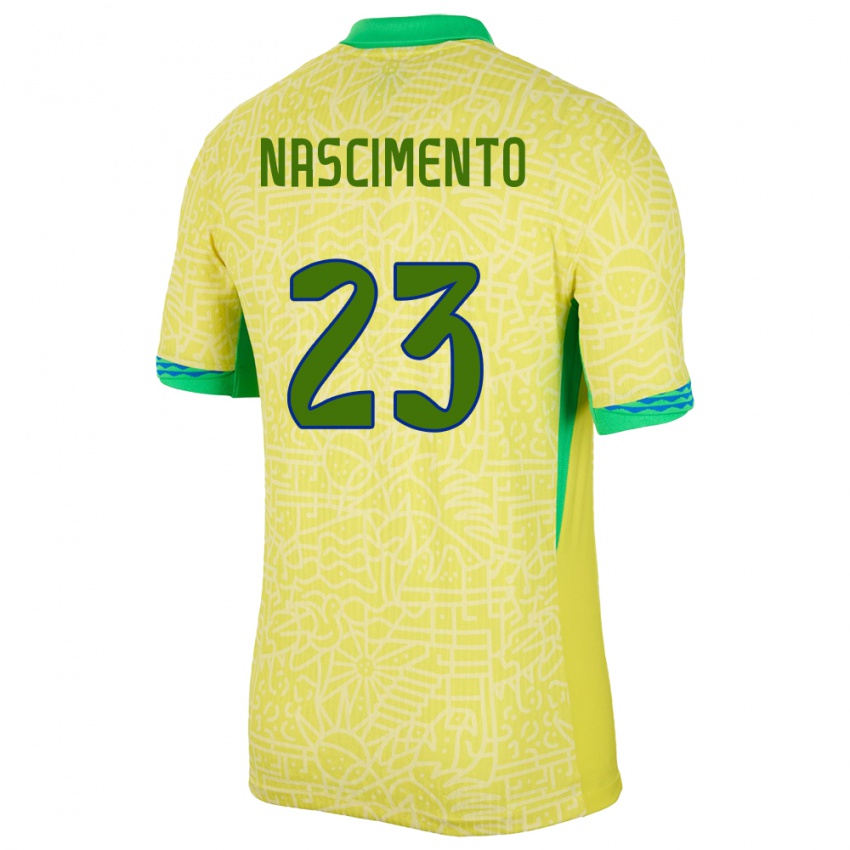 Kinder Brasilien Matheus Nascimento #23 Gelb Heimtrikot Trikot 24-26 T-Shirt Belgien
