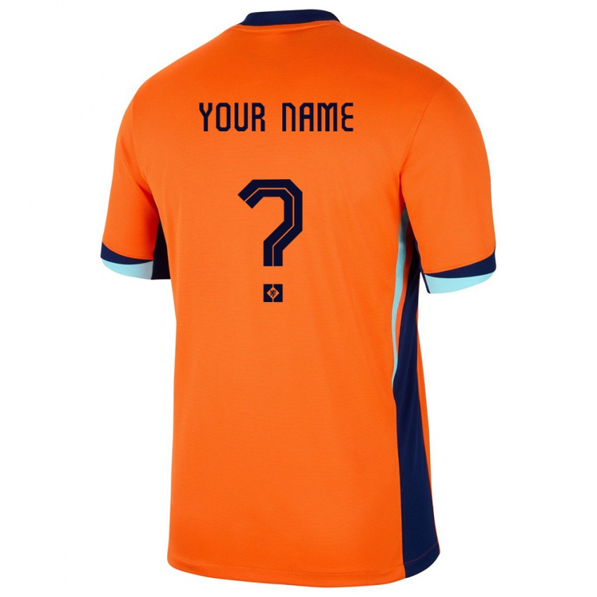 Enfant Maillot Pays-Bas Votre Nom #0 Orange Tenues Domicile 24-26 T-Shirt Belgique