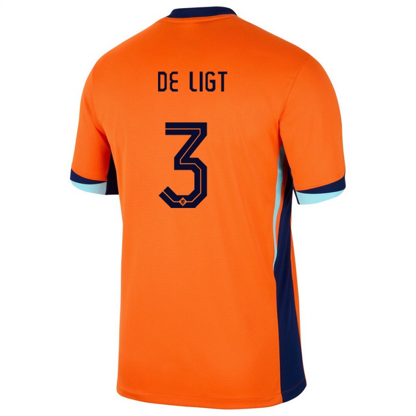 Kinder Niederlande Matthijs De Ligt #3 Orange Heimtrikot Trikot 24-26 T-Shirt Belgien