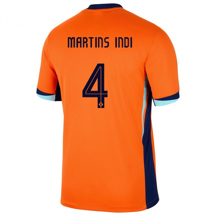 Kinder Niederlande Bruno Martins Indi #4 Orange Heimtrikot Trikot 24-26 T-Shirt Belgien