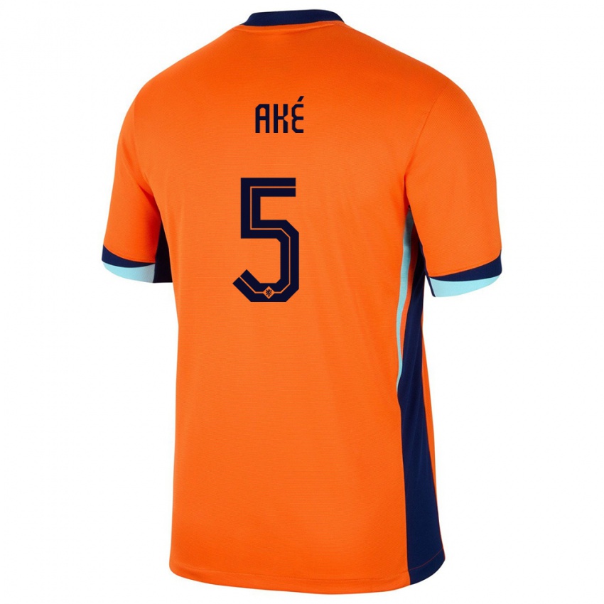 Kinderen Nederland Nathan Ake #5 Oranje Thuisshirt Thuistenue 24-26 T-Shirt België