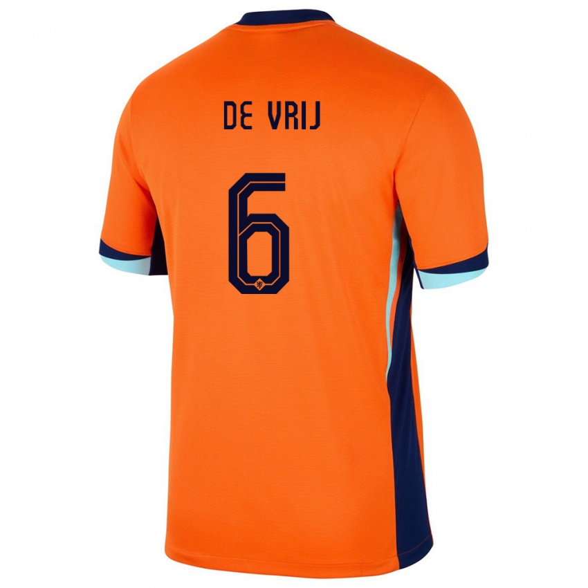 Enfant Maillot Pays-Bas Stefan De Vrij #6 Orange Tenues Domicile 24-26 T-Shirt Belgique
