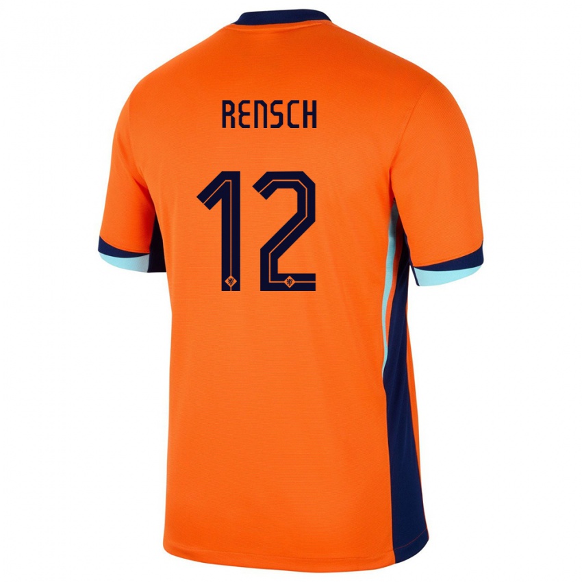 Enfant Maillot Pays-Bas Devyne Rensch #12 Orange Tenues Domicile 24-26 T-Shirt Belgique