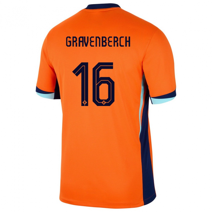 Kinderen Nederland Ryan Gravenberch #16 Oranje Thuisshirt Thuistenue 24-26 T-Shirt België