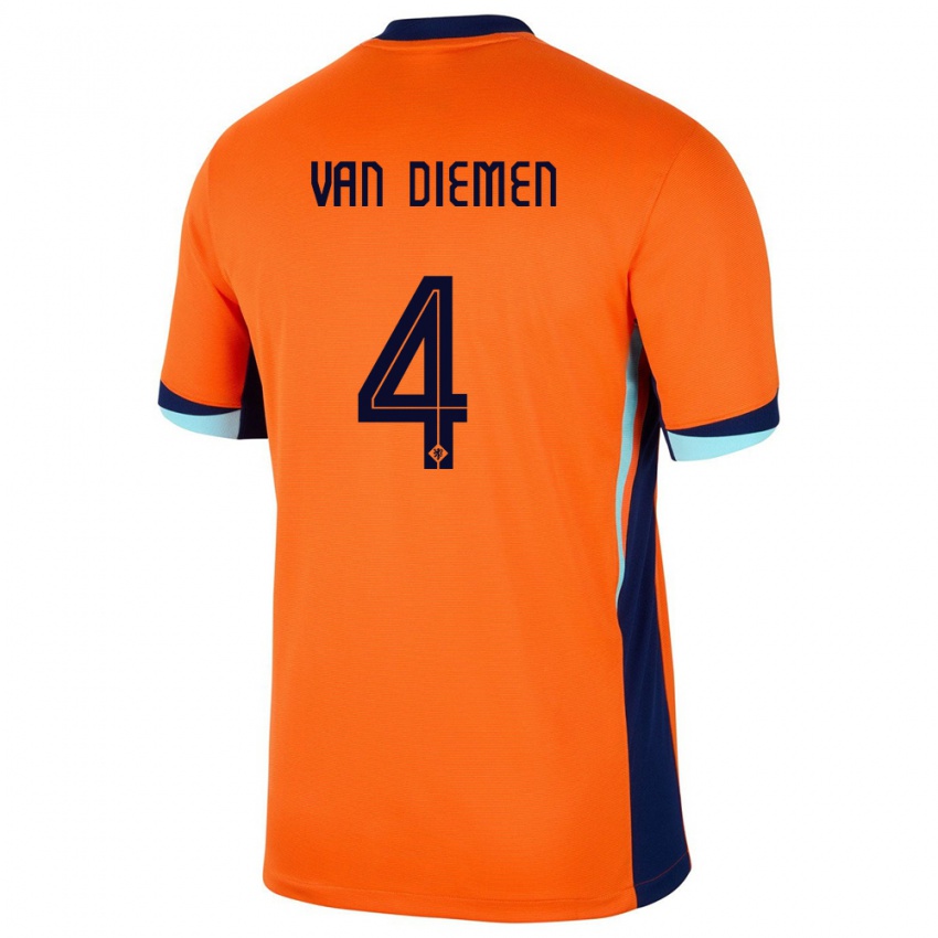 Kinder Niederlande Samantha Van Diemen #4 Orange Heimtrikot Trikot 24-26 T-Shirt Belgien
