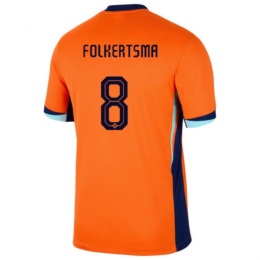 Kinderen Nederland Sisca Folkertsma #8 Oranje Thuisshirt Thuistenue 24-26 T-Shirt België