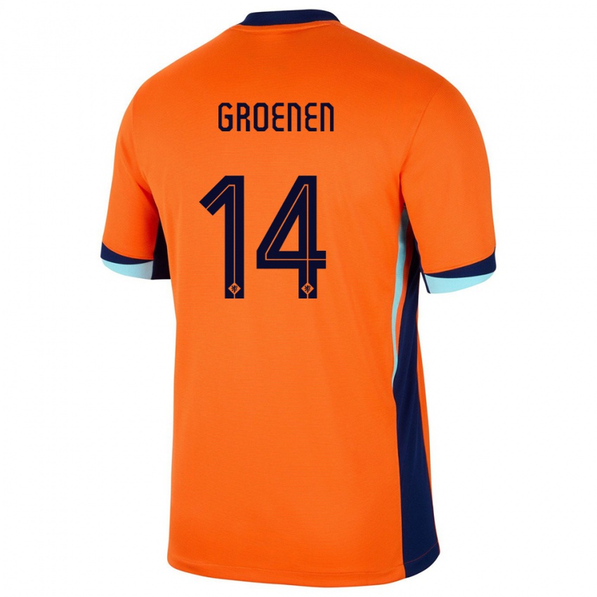 Kinder Niederlande Jackie Groenen #14 Orange Heimtrikot Trikot 24-26 T-Shirt Belgien