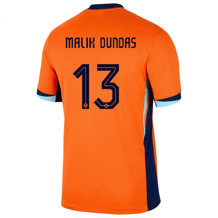Kinderen Nederland Noa Malik Dundas #13 Oranje Thuisshirt Thuistenue 24-26 T-Shirt België