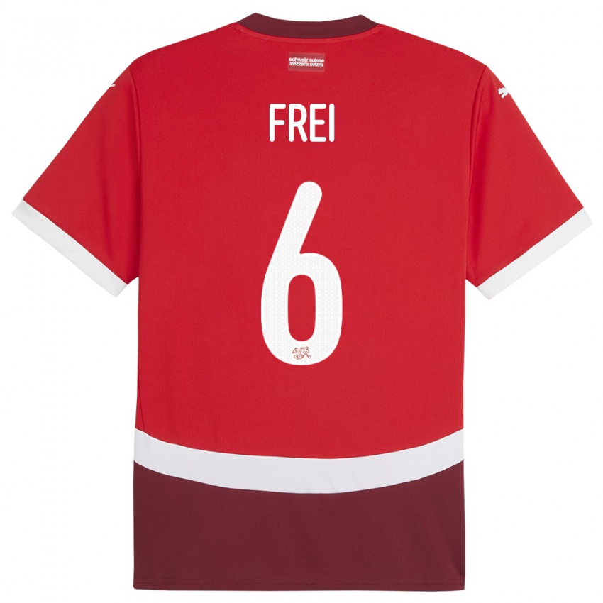 Enfant Maillot Suisse Fabian Frei #6 Rouge Tenues Domicile 24-26 T-Shirt Belgique