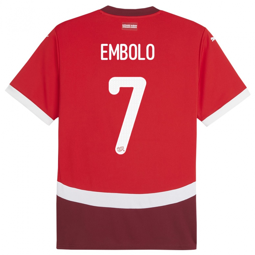 Kinder Schweiz Breel Embolo #7 Rot Heimtrikot Trikot 24-26 T-Shirt Belgien