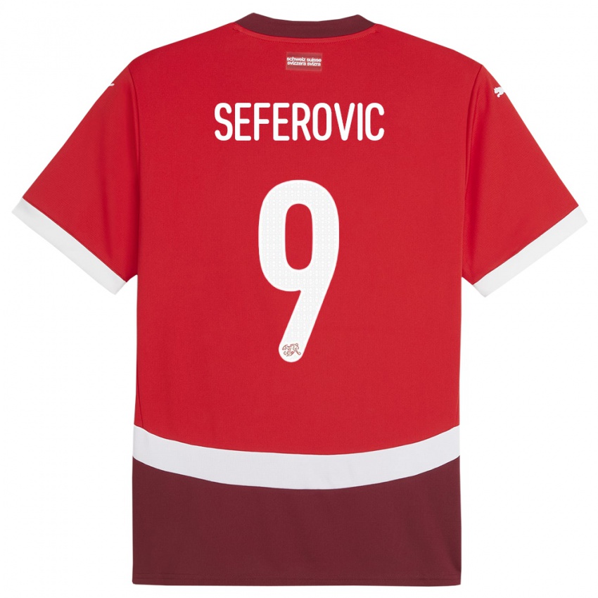 Enfant Maillot Suisse Haris Seferovic #9 Rouge Tenues Domicile 24-26 T-Shirt Belgique