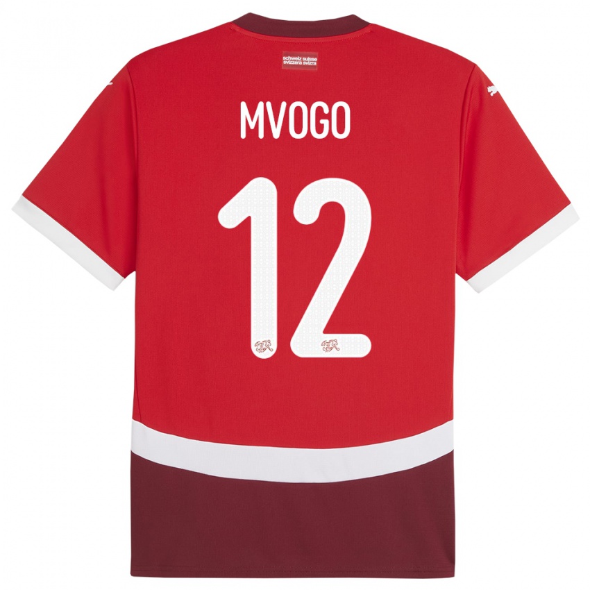 Kinder Schweiz Yvon Mvogo #12 Rot Heimtrikot Trikot 24-26 T-Shirt Belgien