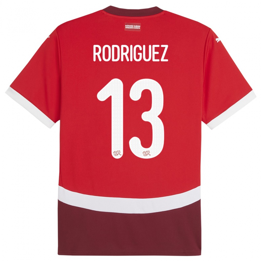 Enfant Maillot Suisse Ricardo Rodriguez #13 Rouge Tenues Domicile 24-26 T-Shirt Belgique