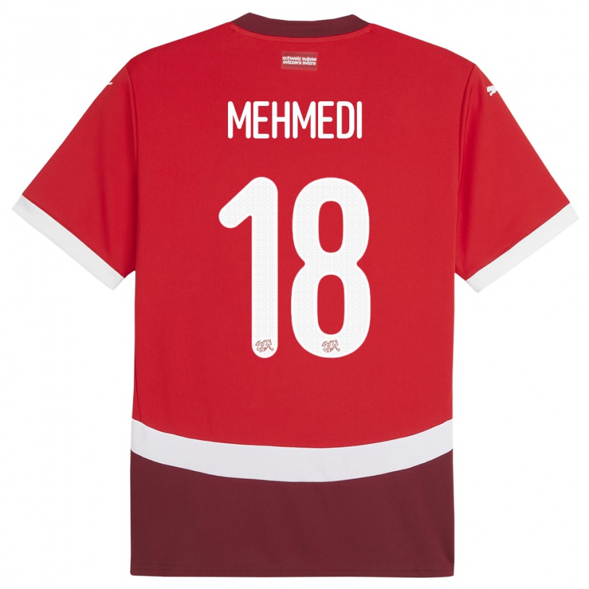Kinder Schweiz Admir Mehmedi #18 Rot Heimtrikot Trikot 24-26 T-Shirt Belgien
