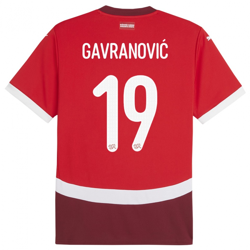 Kinder Schweiz Mario Gavranovic #19 Rot Heimtrikot Trikot 24-26 T-Shirt Belgien