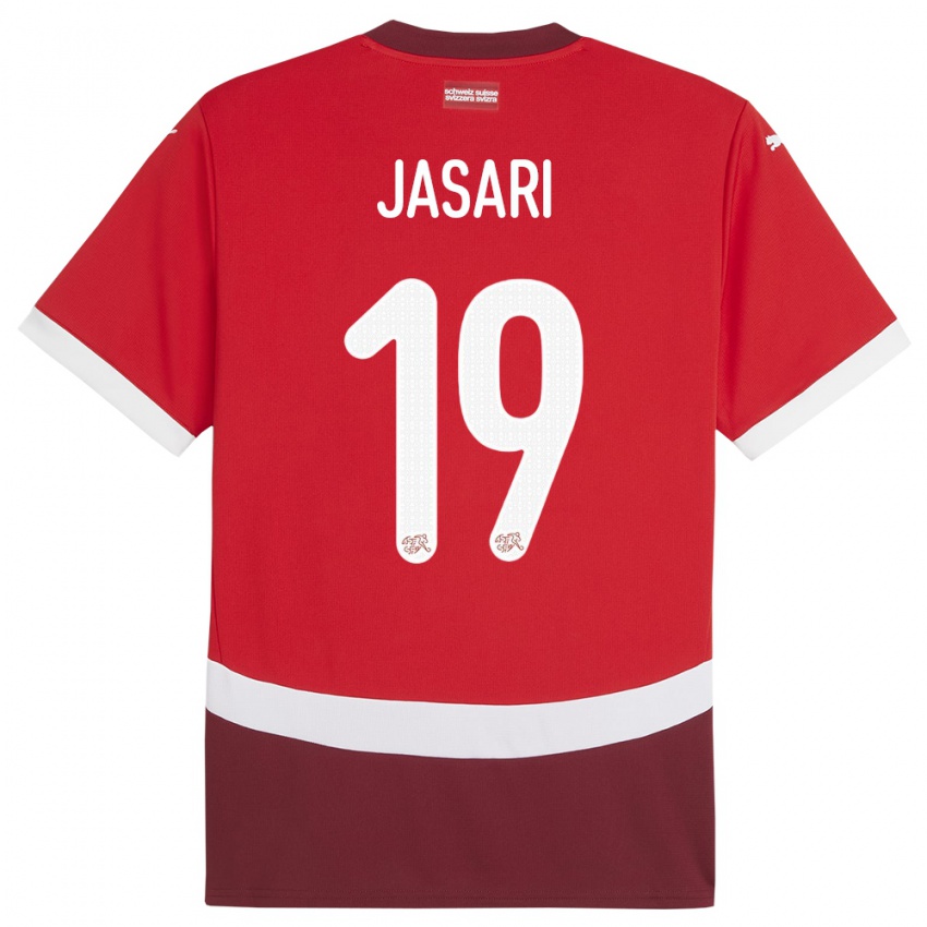 Kinder Schweiz Ardon Jasari #19 Rot Heimtrikot Trikot 24-26 T-Shirt Belgien