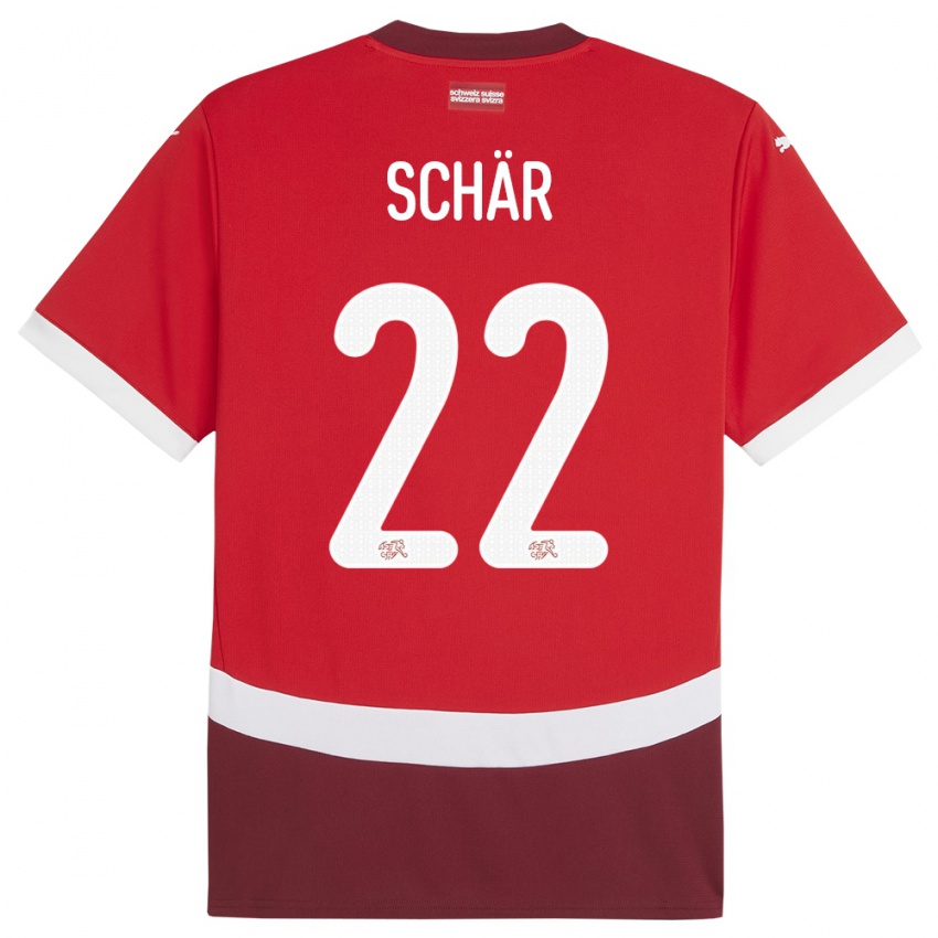 Kinder Schweiz Fabian Schar #22 Rot Heimtrikot Trikot 24-26 T-Shirt Belgien
