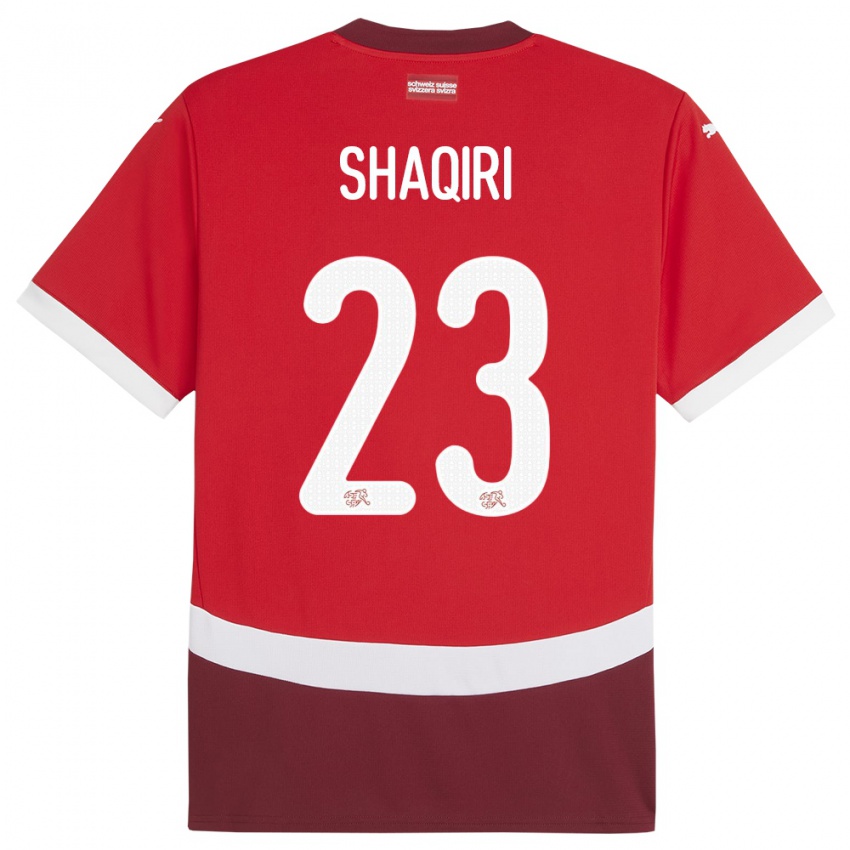 Kinder Schweiz Xherdan Shaqiri #23 Rot Heimtrikot Trikot 24-26 T-Shirt Belgien