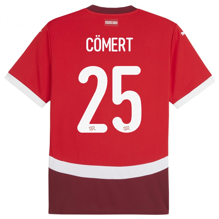 Kinder Schweiz Eray Comert #25 Rot Heimtrikot Trikot 24-26 T-Shirt Belgien