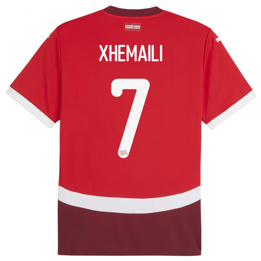 Kinder Schweiz Riola Xhemaili #7 Rot Heimtrikot Trikot 24-26 T-Shirt Belgien