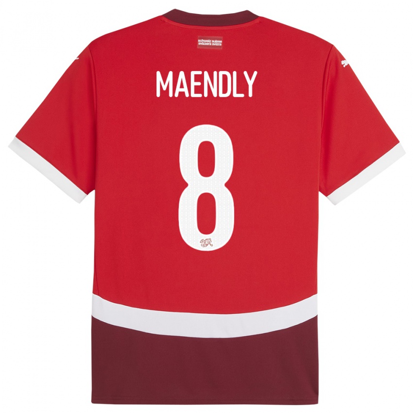 Enfant Maillot Suisse Sandy Maendly #8 Rouge Tenues Domicile 24-26 T-Shirt Belgique