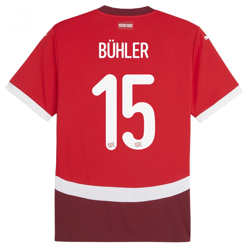 Enfant Maillot Suisse Luana Buhler #15 Rouge Tenues Domicile 24-26 T-Shirt Belgique