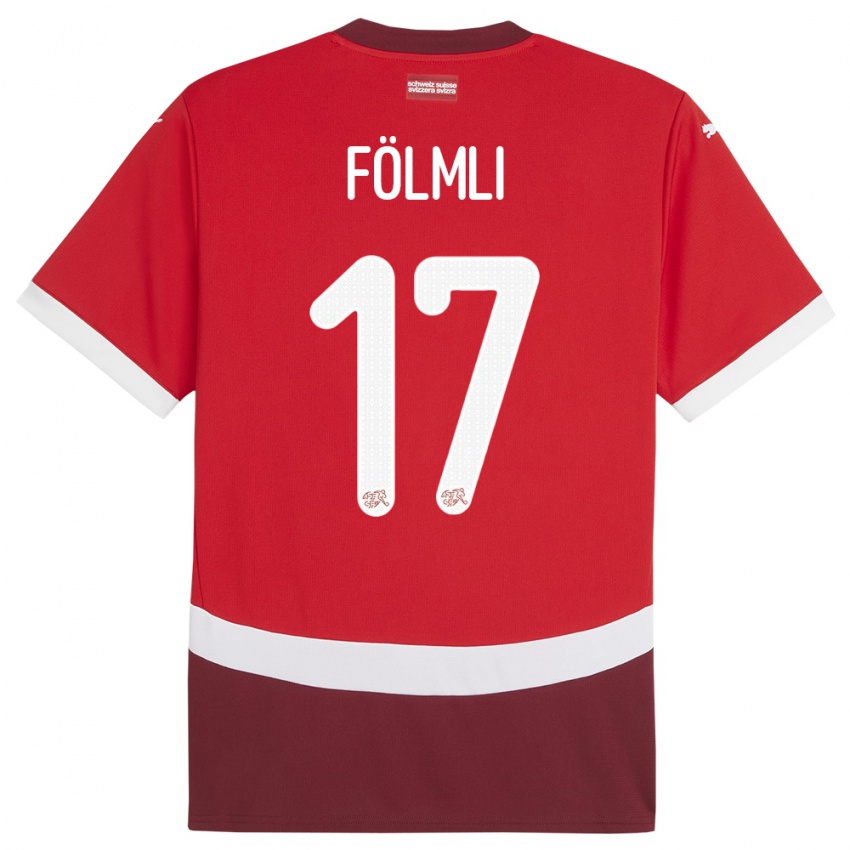 Kinder Schweiz Svenja Folmli #17 Rot Heimtrikot Trikot 24-26 T-Shirt Belgien