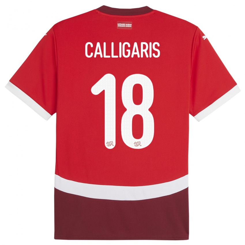 Kinder Schweiz Viola Calligaris #18 Rot Heimtrikot Trikot 24-26 T-Shirt Belgien