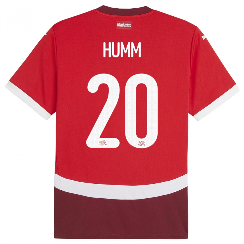 Kinder Schweiz Fabienne Humm #20 Rot Heimtrikot Trikot 24-26 T-Shirt Belgien