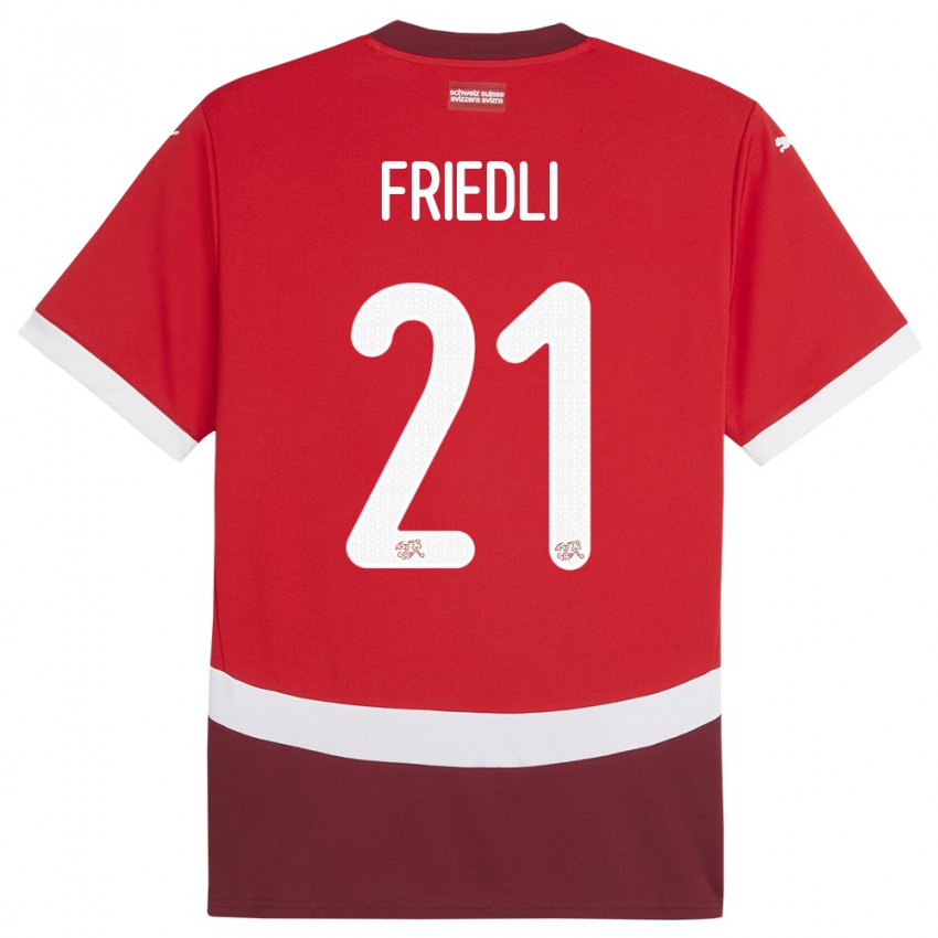 Kinderen Zwitserland Seraina Friedli #21 Rood Thuisshirt Thuistenue 24-26 T-Shirt België