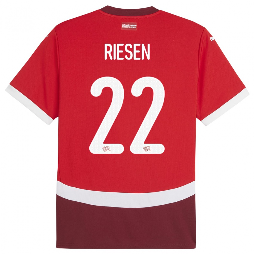 Kinder Schweiz Nadine Riesen #22 Rot Heimtrikot Trikot 24-26 T-Shirt Belgien