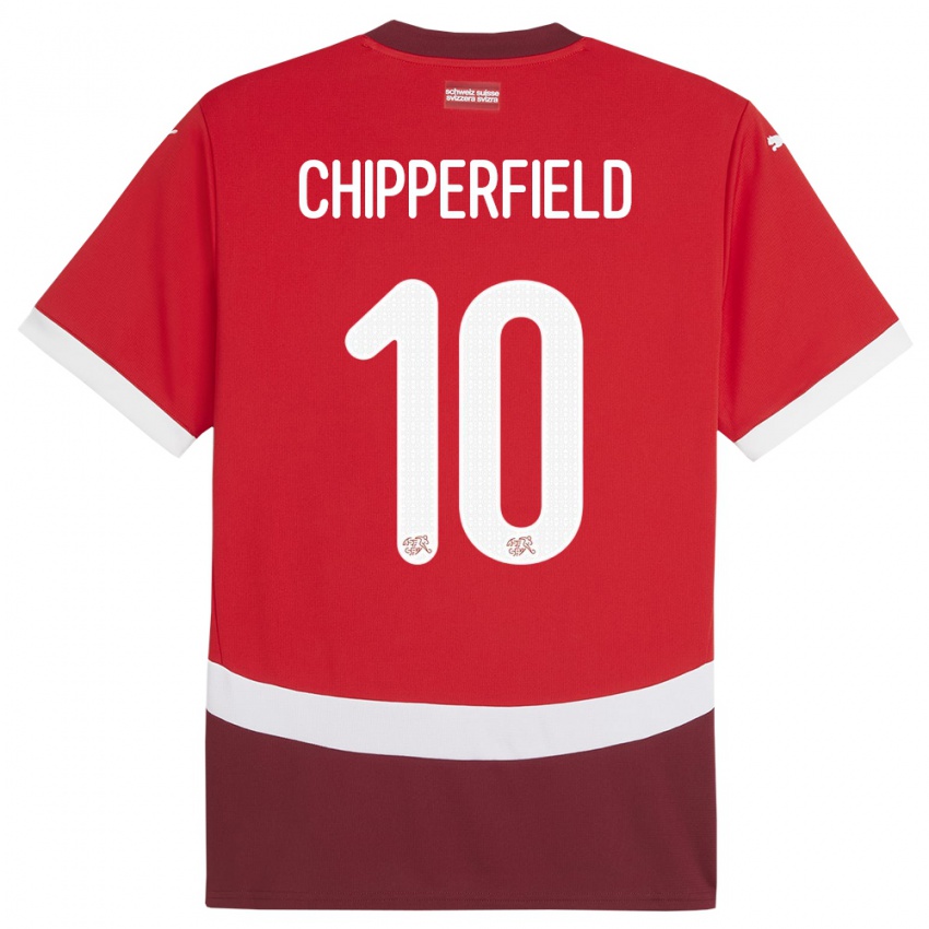 Kinder Schweiz Liam Chipperfield #10 Rot Heimtrikot Trikot 24-26 T-Shirt Belgien