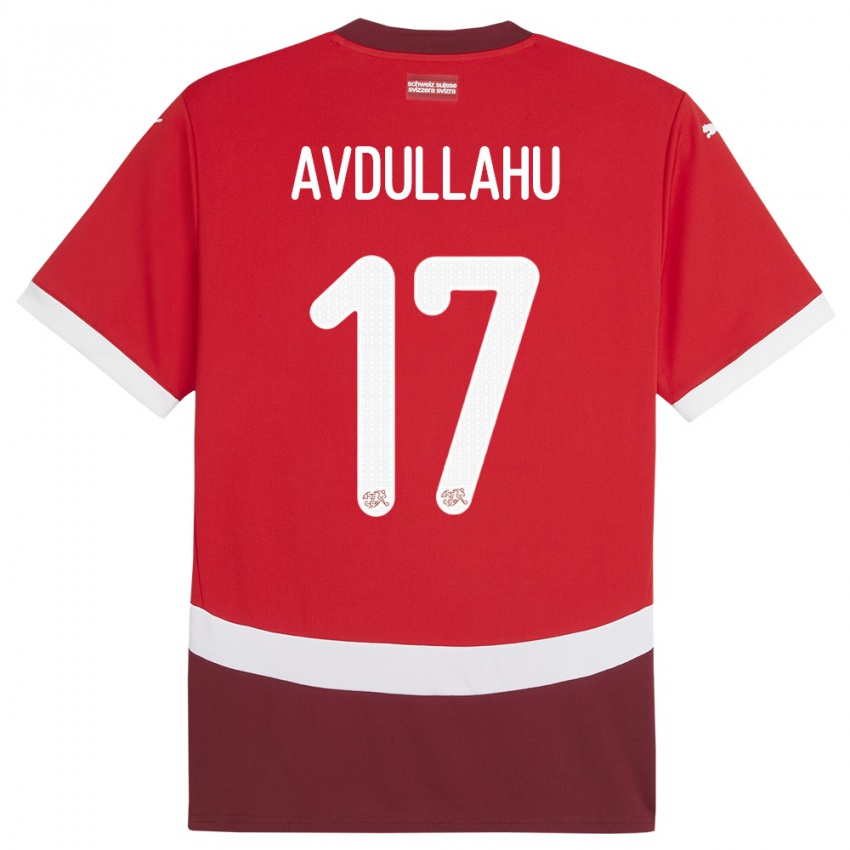 Enfant Maillot Suisse Leon Avdullahu #17 Rouge Tenues Domicile 24-26 T-Shirt Belgique