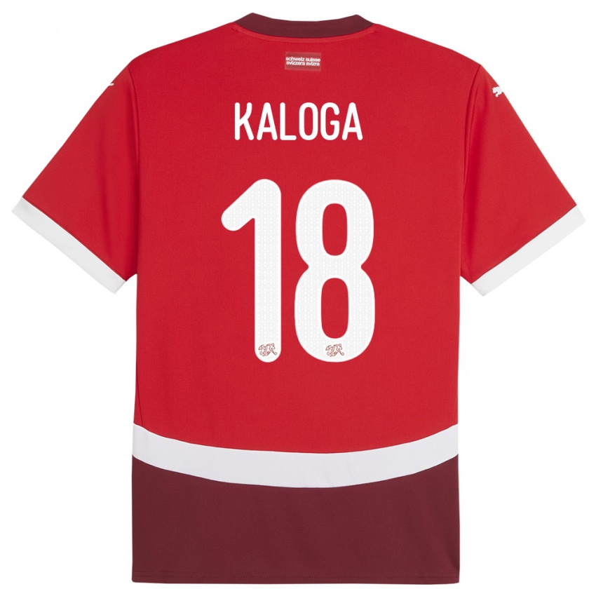 Enfant Maillot Suisse Issa Kaloga #18 Rouge Tenues Domicile 24-26 T-Shirt Belgique
