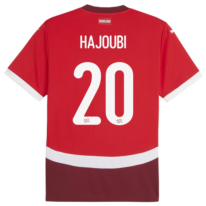 Enfant Maillot Suisse Amin Hajoubi #20 Rouge Tenues Domicile 24-26 T-Shirt Belgique