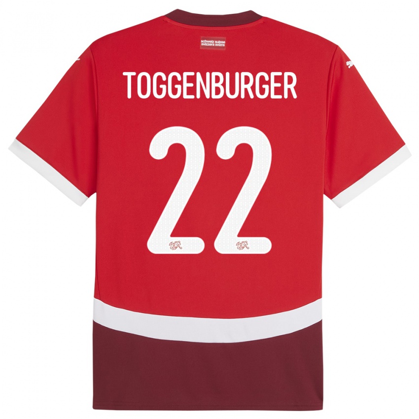 Kinder Schweiz Nando Toggenburger #22 Rot Heimtrikot Trikot 24-26 T-Shirt Belgien
